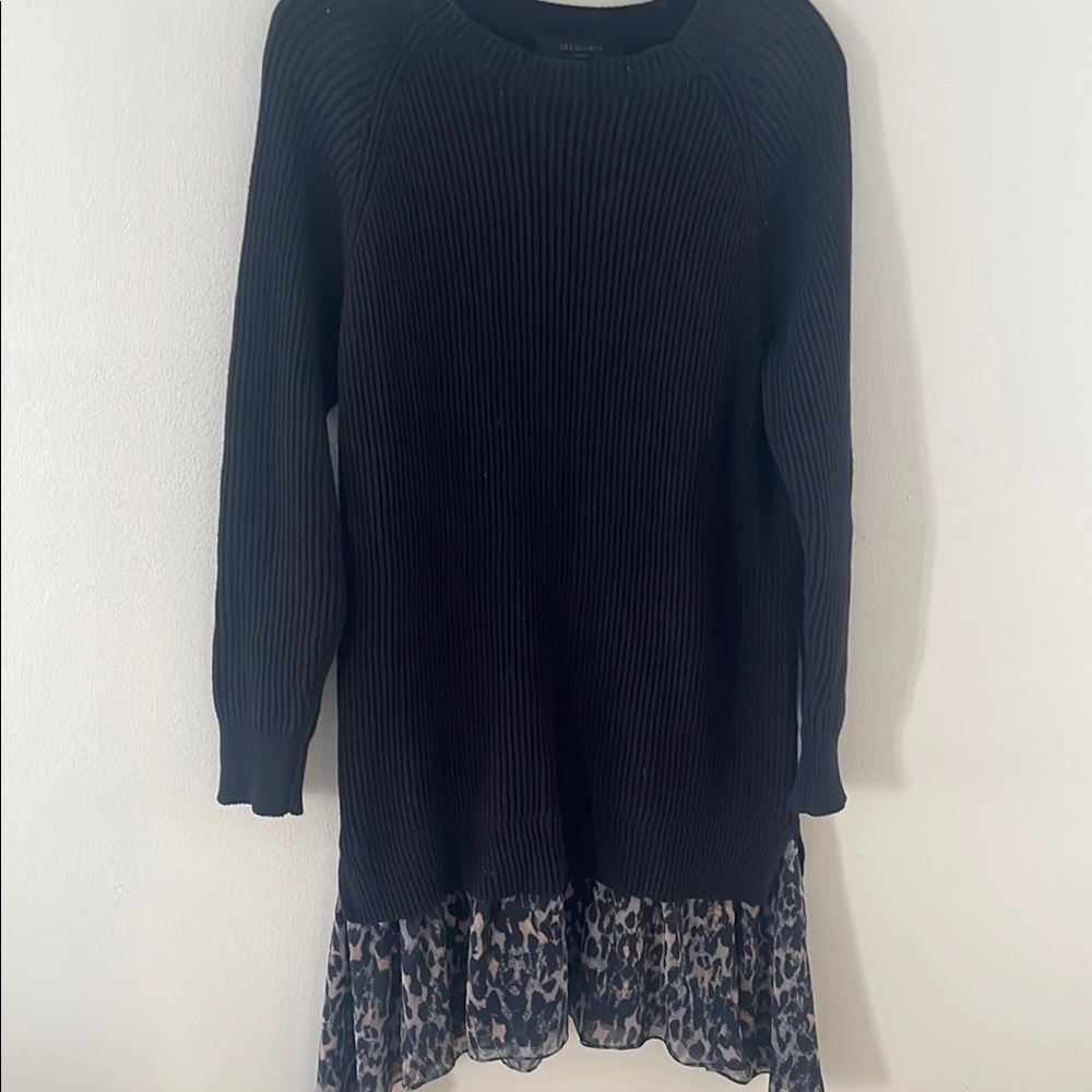 All Saints Black Long Sleeve Cuffed Sweater